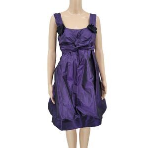 Vera Wang Lavender Label Deep Purple Silk Bubble Hem Dress Women's Size 6
